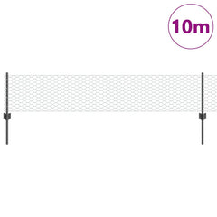 vidaXL Hexagonal Fence with Post 10 x 0.4 m PVC-Coated Steel Grey Mesh 3