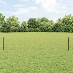 vidaXL Hexagonal Fence with Post 10 x 0.4 m PVC-Coated Steel Grey Mesh 1