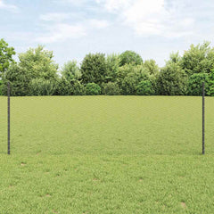 vidaXL Hexagonal Fence with Post 10 x 0.8 m PVC-Coated Steel Grey Mesh 1