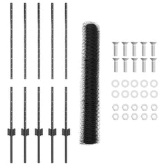 vidaXL Hexagonal Fence with Post 10 x 0.8 m PVC-Coated Steel Grey Mesh 6