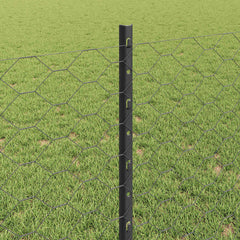 vidaXL Hexagonal Fence with Post 10 x 0.8 m PVC-Coated Steel Grey Mesh 4