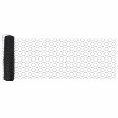 vidaXL Hexagonal Fence with Post 10 x 0.8 m PVC-Coated Steel Grey Mesh 6