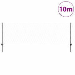 vidaXL Hexagonal Fence with Post 10 x 0.8 m PVC-Coated Steel Grey Mesh 3