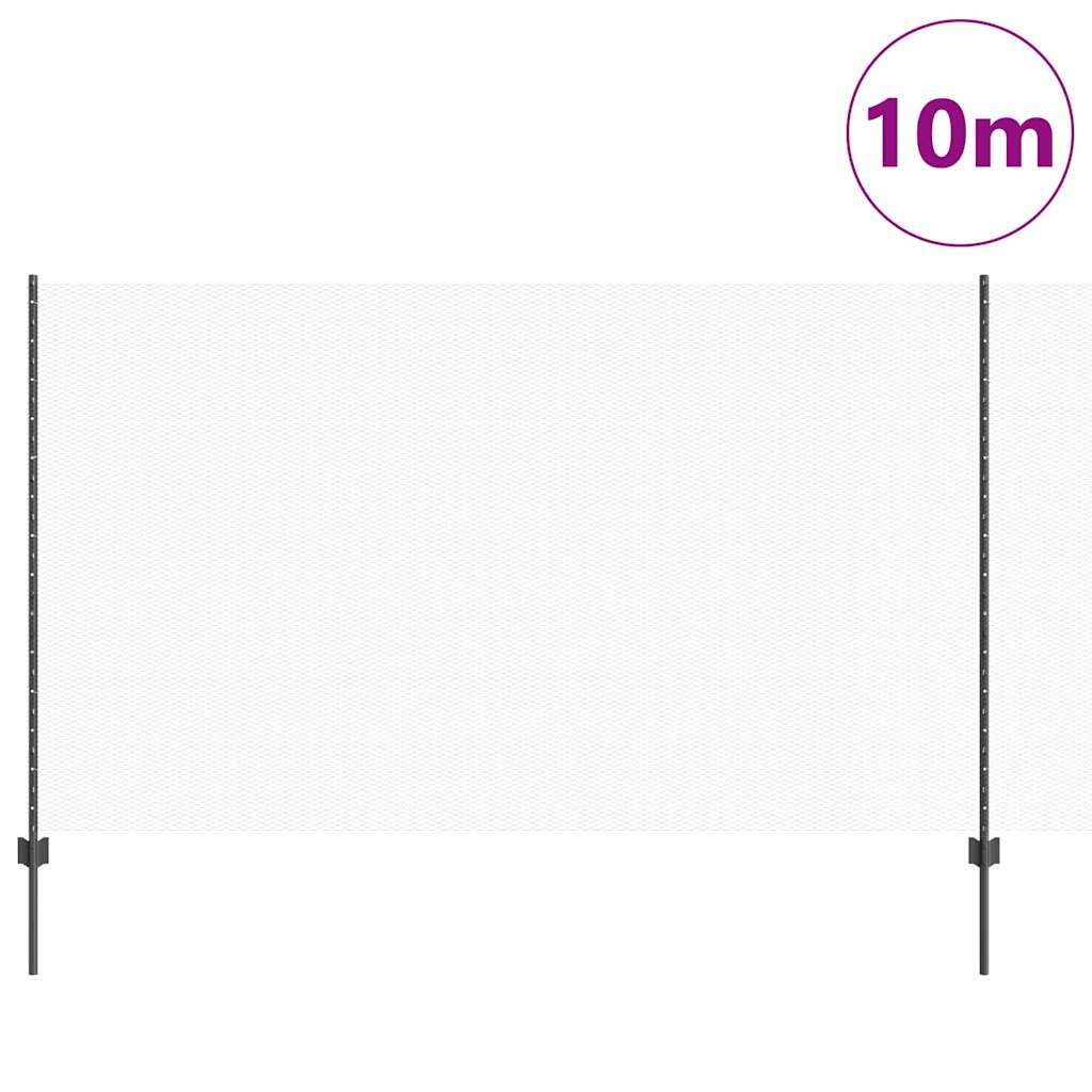 vidaXL Hexagonal Fence with Post 10 x 1.4 m PVC-Coated Steel Grey Mesh 3