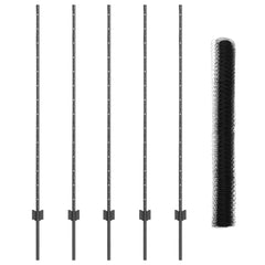 vidaXL Hexagonal Fence with Post 10 x 1.4 m PVC-Coated Steel Grey Mesh 5
