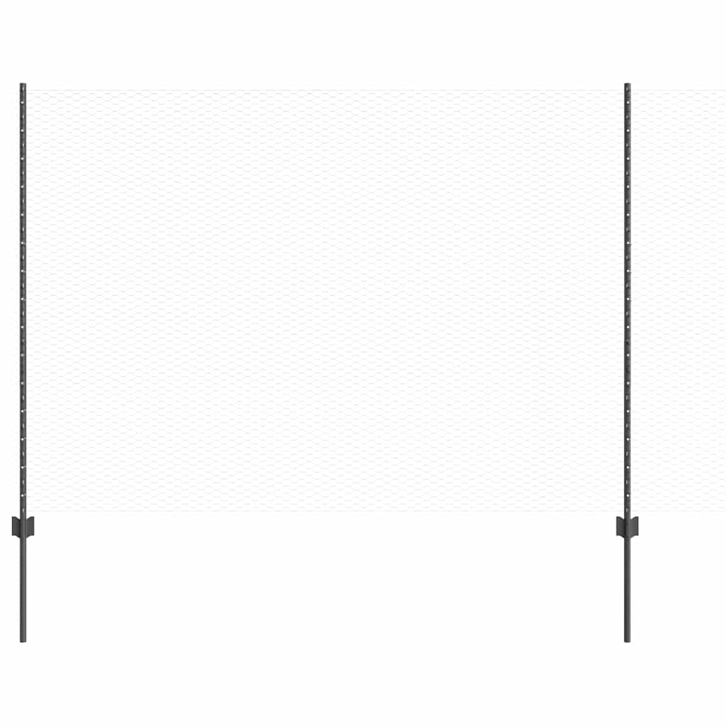 vidaXL Hexagonal Fence with Post 10 x 1.6 m PVC-Coated Steel Grey Mesh 2