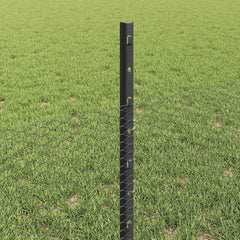 vidaXL Hexagonal Fence with Post 25 x 0.5 m PVC-Coated Steel Grey Mesh 4