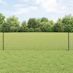 vidaXL Hexagonal Fence with Post 25 x 0.5 m PVC-Coated Steel Grey Mesh 1