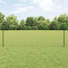 vidaXL Hexagonal Fence with Post 25 x 0.5 m PVC-Coated Steel Grey Mesh 1