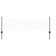 vidaXL Hexagonal Fence with Post 25 x 0.5 m PVC-Coated Steel Grey Mesh 2