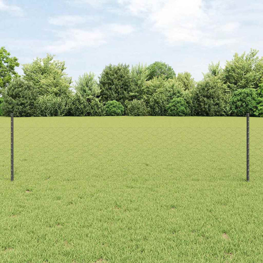 Hexagonal Fence with Post PVC-Coated Steel Grey Mesh