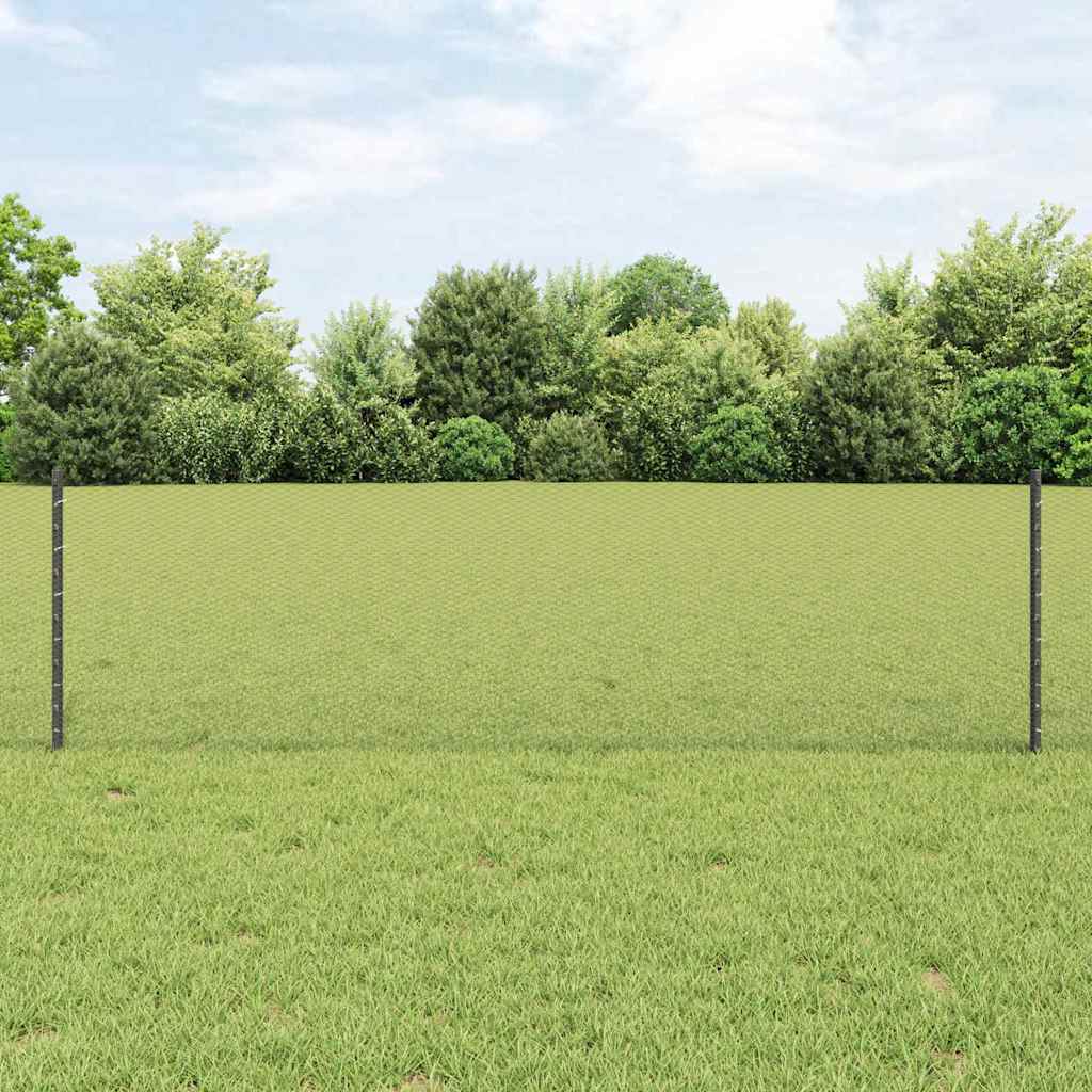 vidaXL Hexagonal Fence with Post 25 x 0.6 m PVC-Coated Steel Grey Mesh 1