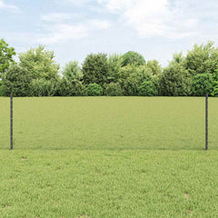 vidaXL Hexagonal Fence with Post 25 x 0.6 m PVC-Coated Steel Grey Mesh 1