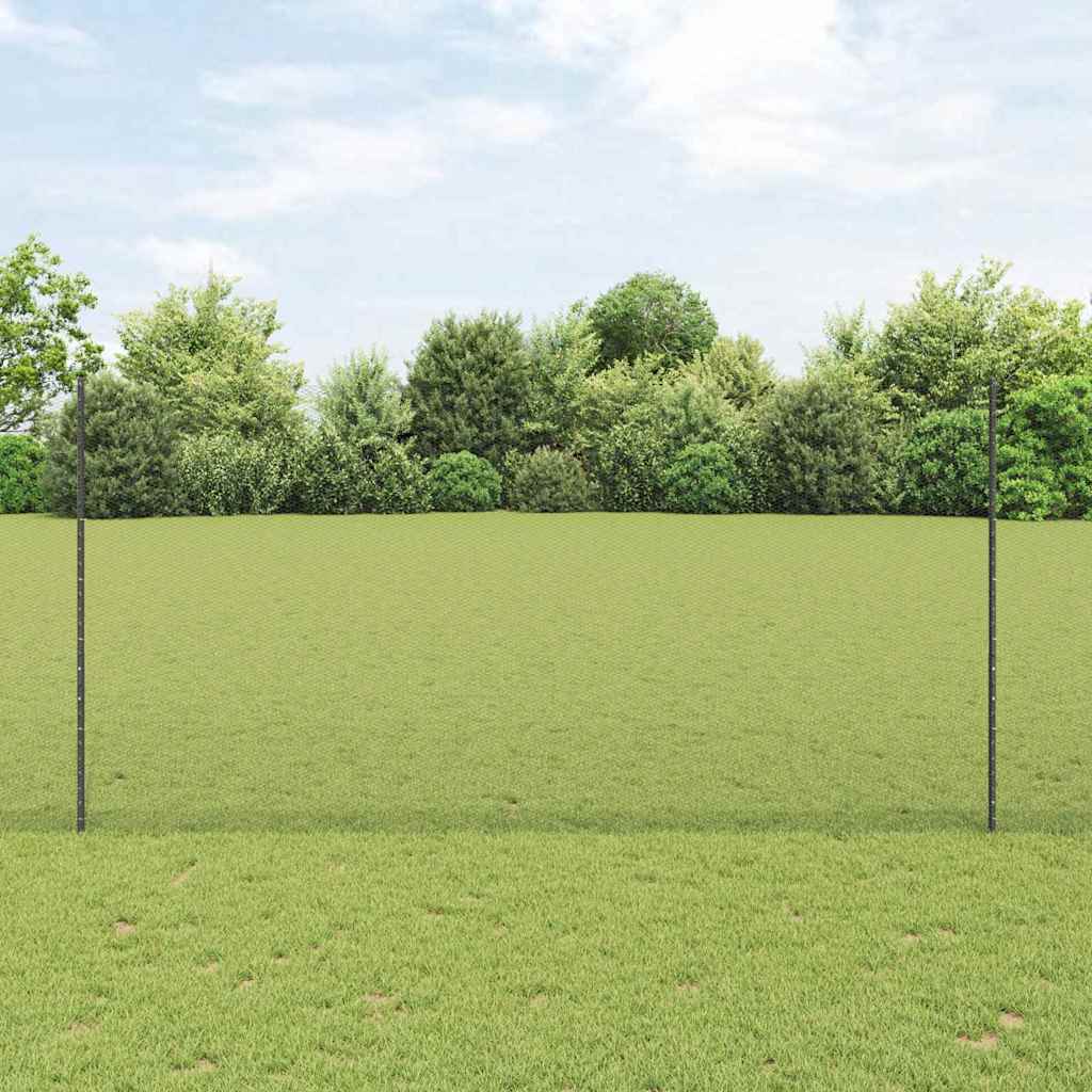 vidaXL Hexagonal Fence with Post 25 x 0.6 m PVC-Coated Steel Mesh Grey 25 x 0.6 m – 25 x 1.6 m