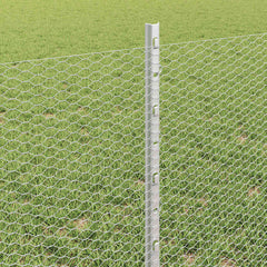 vidaXL Hexagonal Fence with Post 10 x 0.6 m Galvanised Steel Silver 4