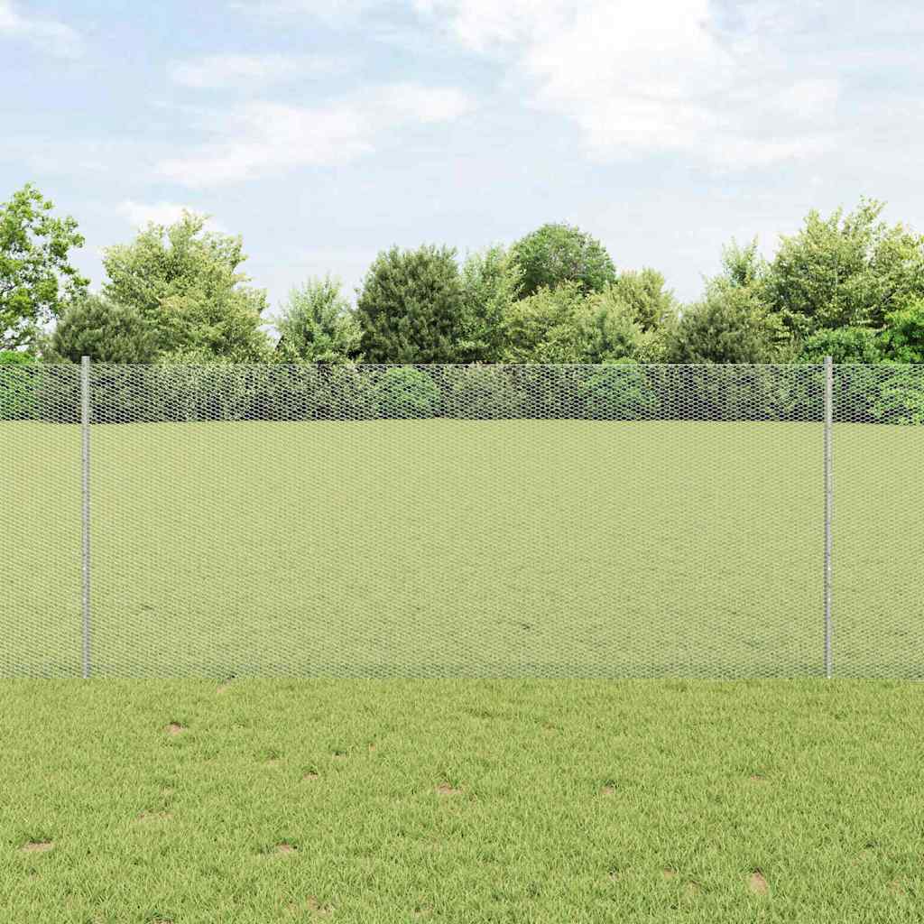 vidaXL Hexagonal Fence with Post 10 x 1 m Galvanised Steel Silver Mesh 1