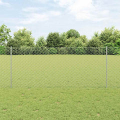 vidaXL Hexagonal Fence with Post 10 x 1 m Galvanised Steel Silver Mesh 1