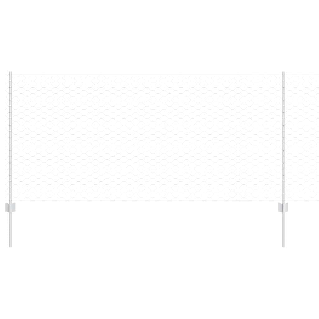 vidaXL Hexagonal Fence with Post 10 x 1 m Galvanised Steel Silver Mesh 2