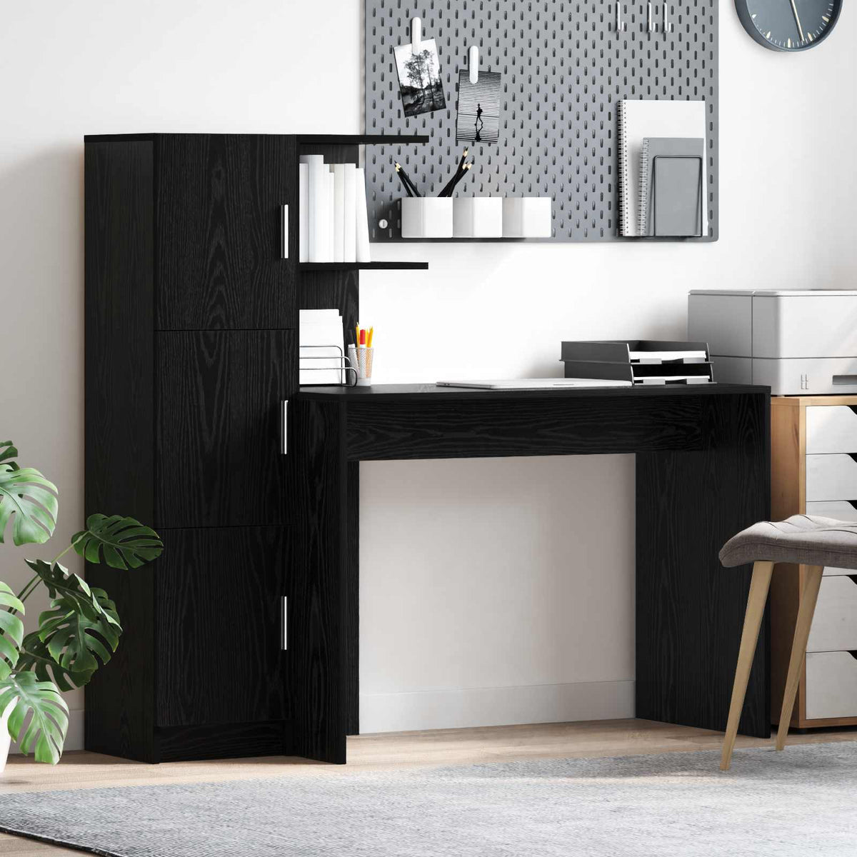 Desk 133.5 x 50 x 124 cm 2 pcs Black oak