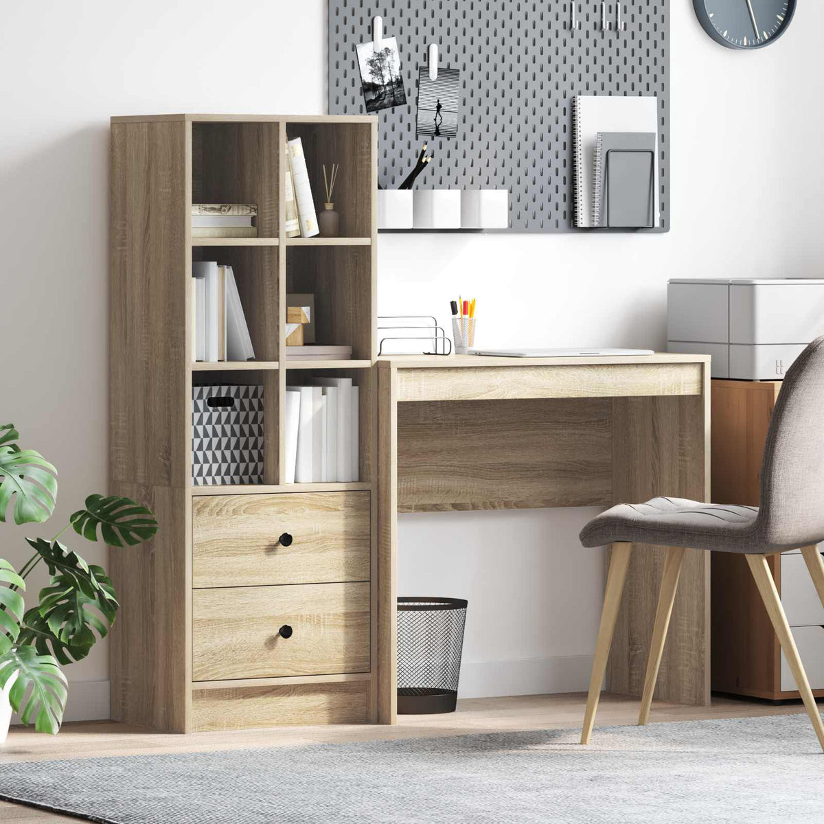 Desk 125.5 x 40 x 127 cm 2 pcs Width 80 cm Sonoma oak