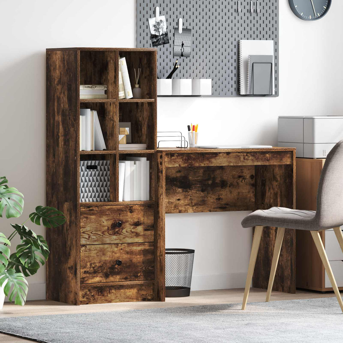Desk 125.5 x 40 x 127 cm 2 pcs Width 80 cm Smoked oak