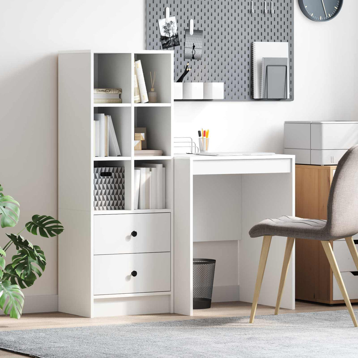 Desk 105.5 x 50 x 127 cm 2 pcs Width 60 cm White