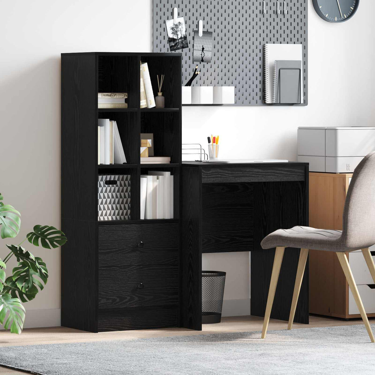 Desk 105.5 x 50 x 127 cm 2 pcs Width 60 cm Black oak