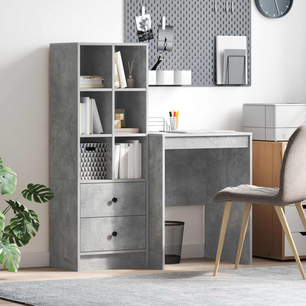 Desk 105.5 x 50 x 127 cm 2 pcs Width 60 cm Concrete grey
