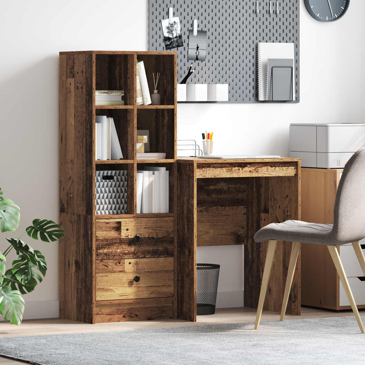 Desk 105.5 x 50 x 127 cm 2 pcs Width 60 cm Old wood