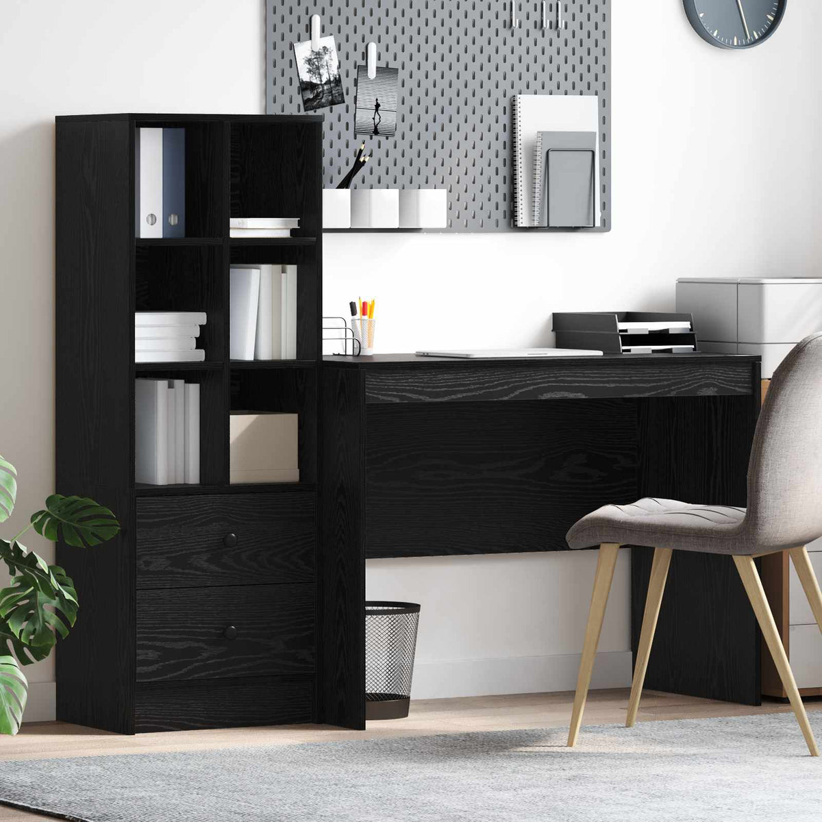 Desk 145.5 x 50 x 127 cm 2 pcs Width 100 cm Black oak