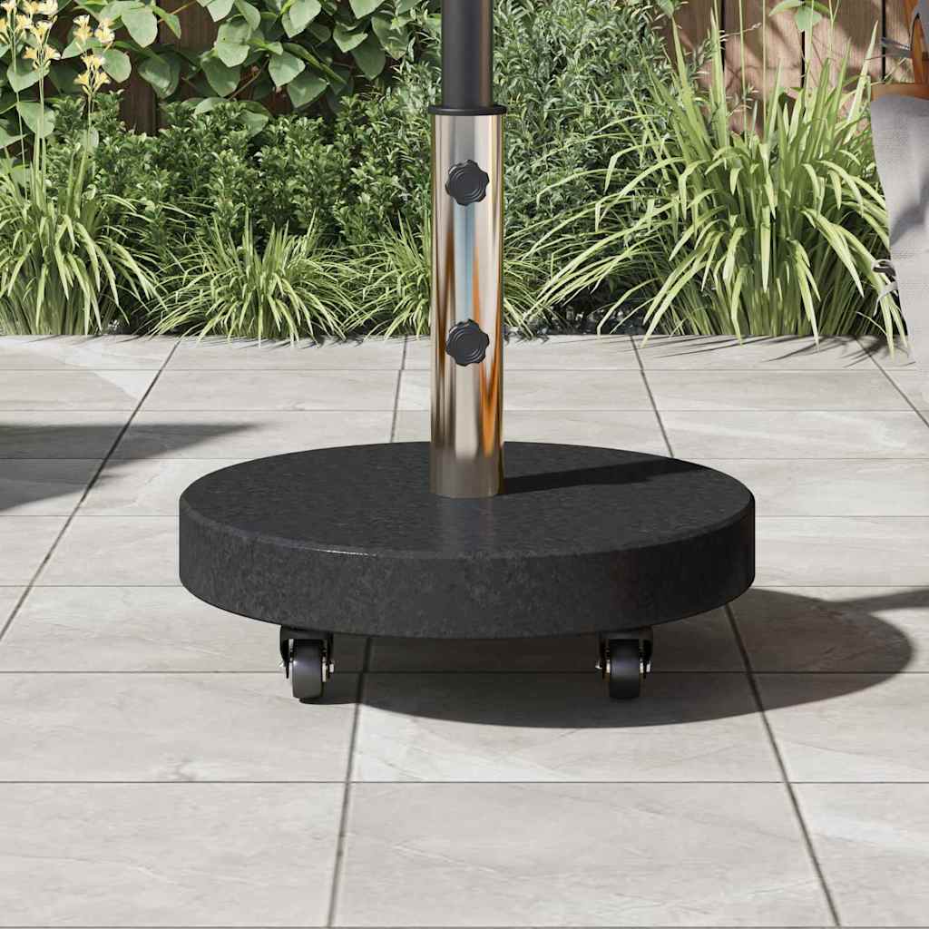 vidaXL Parasol Base 30kg Black Granite and Stainless Steel Round 4