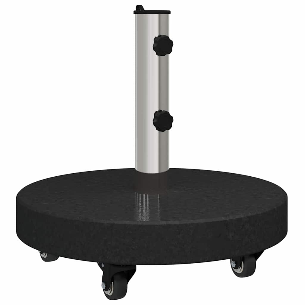 vidaXL Parasol Base 30kg Black Granite and Stainless Steel Round 2