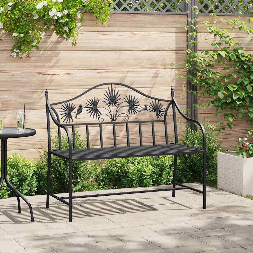 vidaXL Garden Bench Black 104 x 52.5 x 89 cm Steel 1