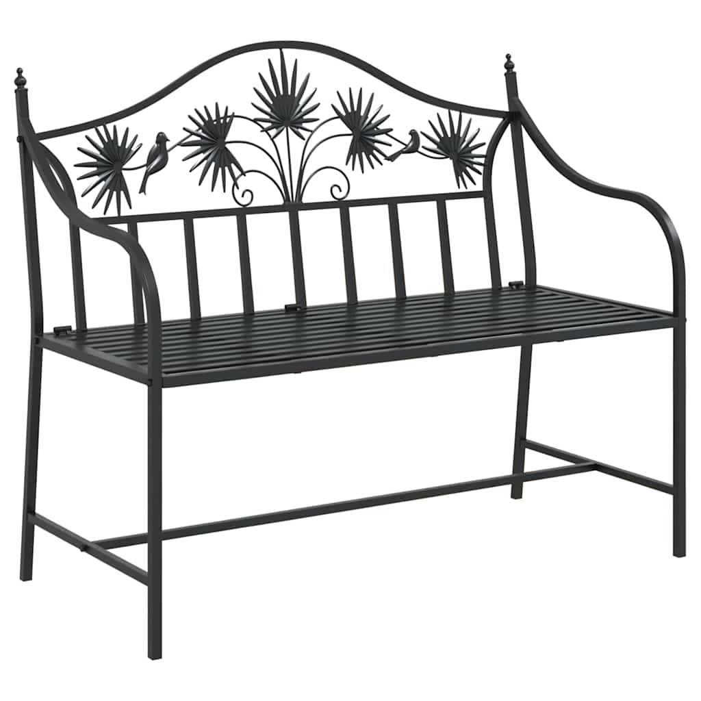 vidaXL Garden Bench Black 104 x 52.5 x 89 cm Steel 2