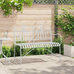 vidaXL Garden Bench 2 -Seater 103.5 x 59 x 89 cm Steel Antique White 1