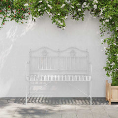 vidaXL Garden Bench 2 -Seater 103.5 x 59 x 89 cm Steel Antique White 3