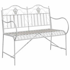 vidaXL Garden Bench 2 -Seater 103.5 x 59 x 89 cm Steel Antique White 2