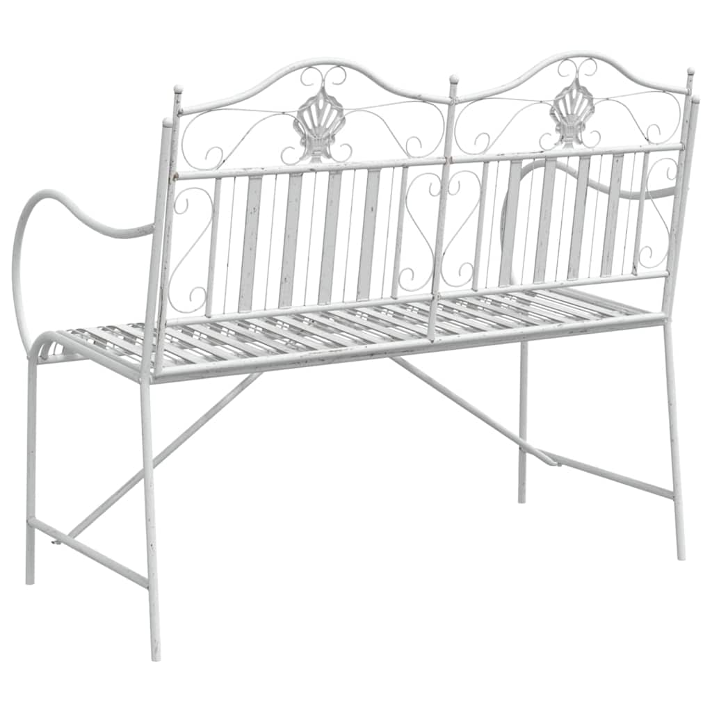 vidaXL Garden Bench 2 -Seater 103.5 x 59 x 89 cm Steel Antique White 6