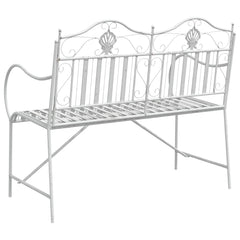 vidaXL Garden Bench 2 -Seater 103.5 x 59 x 89 cm Steel Antique White 6