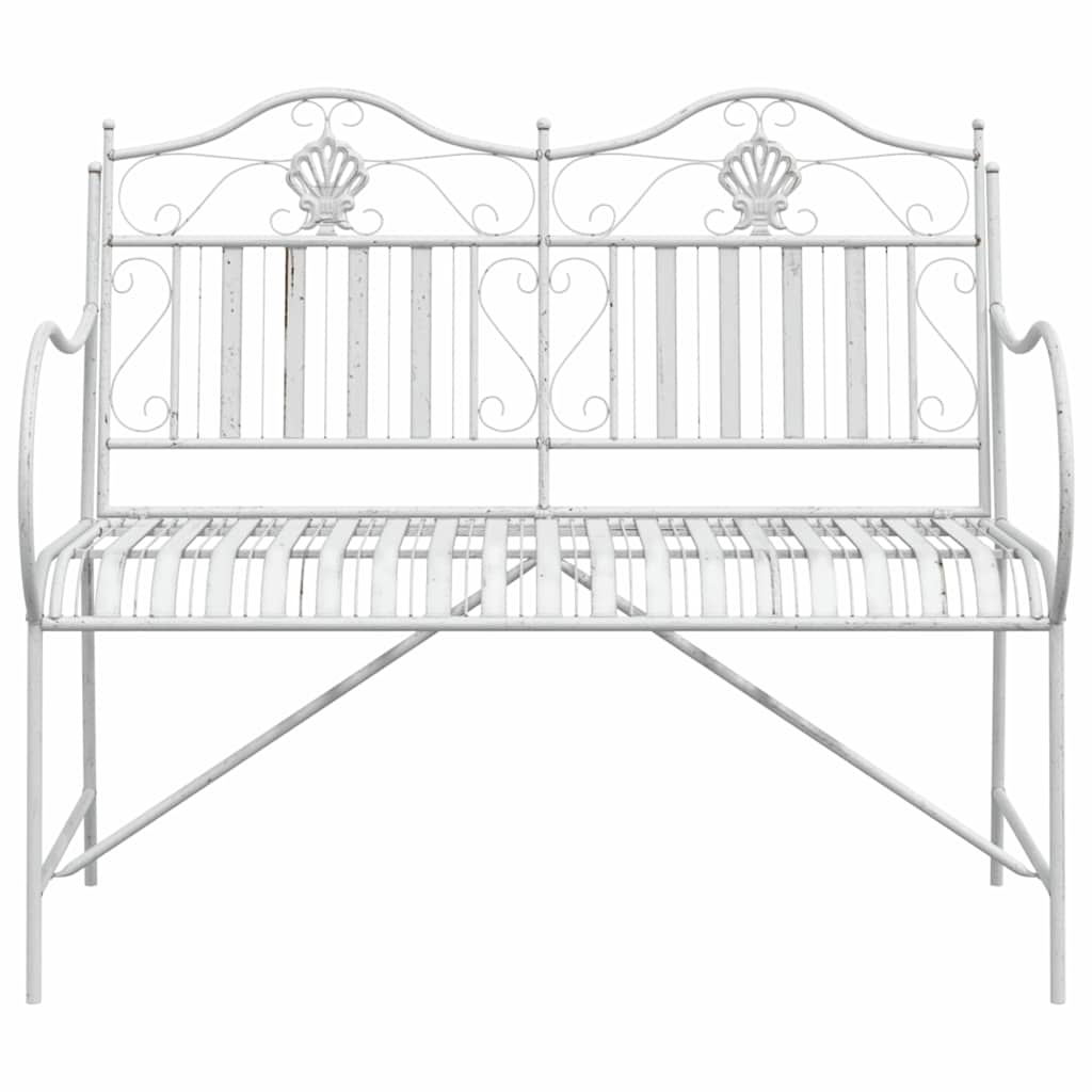 vidaXL Garden Bench 2 -Seater 103.5 x 59 x 89 cm Steel Antique White 4