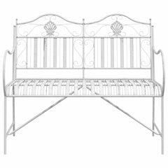 vidaXL Garden Bench 2 -Seater 103.5 x 59 x 89 cm Steel Antique White 4