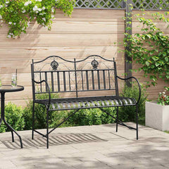 Garden Bench 2 -Seater 103.5 x 59 x 89 cm Steel Black