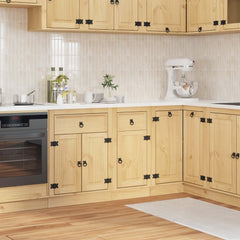 Cabinet SKI Honey Brown 80 x 46 x 81 cm Solid Pine Wood Base cabinet with door & drawer