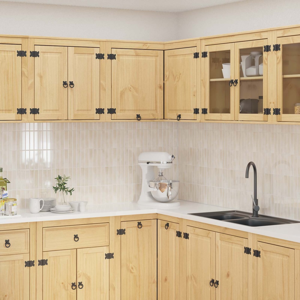 Cabinet SKI Honey Brown 80 x 46 x 81 cm Solid Pine Wood Corner wall cabinet