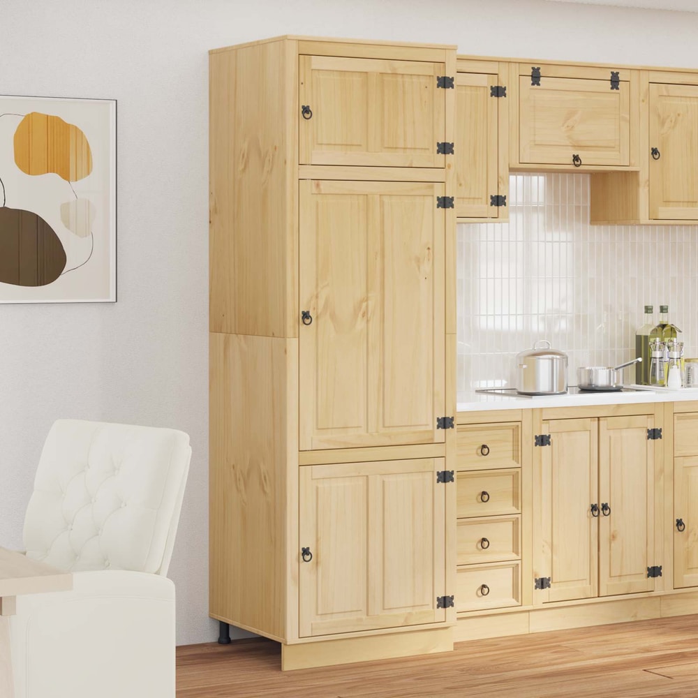 Cabinet SKI Honey Brown 80 x 46 x 81 cm Solid Pine Wood Tall cabinet