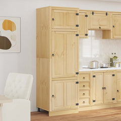 Cabinet SKI Honey Brown 80 x 46 x 81 cm Solid Pine Wood Tall cabinet