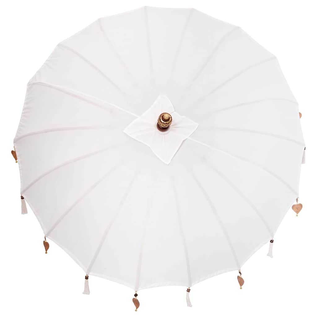 vidaXL Balinese Parasol Cream 190 x 190 x 260 cm Cotton and solid wood 6