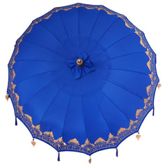 vidaXL Balinese Parasol Blue 215 x 215 x 260 cm Cotton and Wood 6
