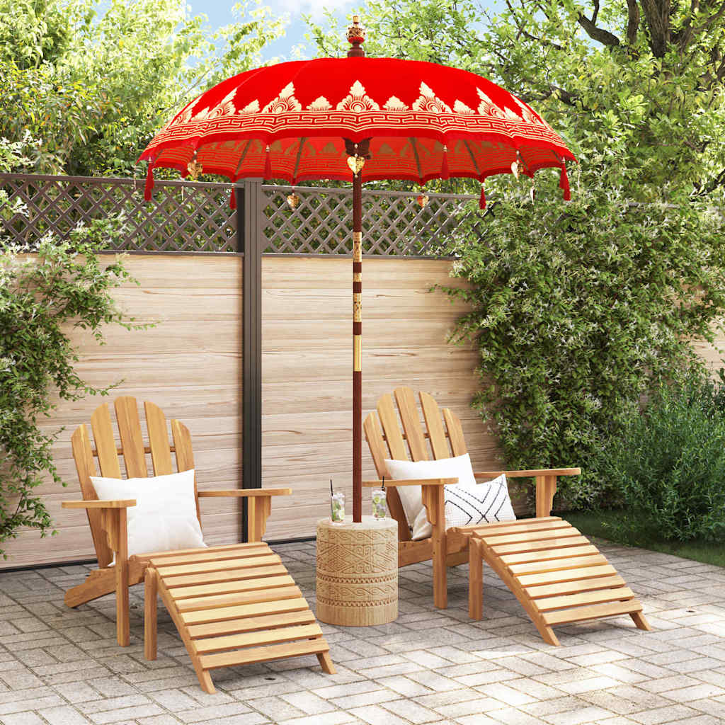 vidaXL Balinese Parasol Red (180-190) x 260 cm Cotton and Wood 3