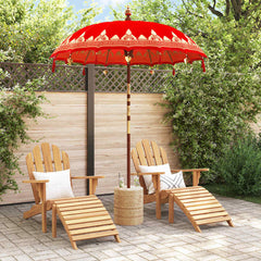 vidaXL Balinese Parasol Red (180-190) x 260 cm Cotton and Wood 3